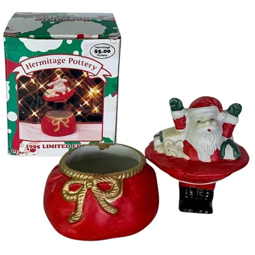 Vintage Santa Trinket Box Hermitage Collectible Porcelain Limited Edition 1995